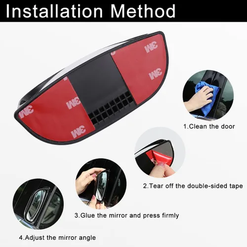 Vista 7 de Espejo retrovisor trasero del pasajero ajustable con punto ciego, vidrio real, espejo lateral para auto SUV de gran ángulo con superficie convexa