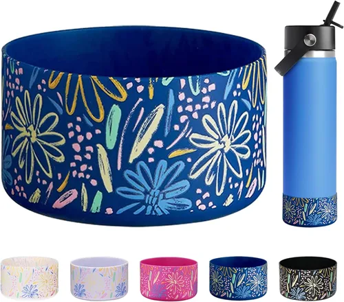 Vista 34 de WK IEASON Base protectora de silicona para botellas Hydro Flask de 12 a 24 onzas de ancho y boca estándar, funda antideslizante para accesorios de 2
