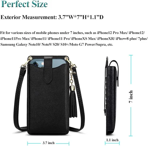 Vista 4 de Peacocktion - Bolso pequeño para teléfono celular, para mujeres, minibolso de hombro ligero para cruzarse por el cuello, con ranuras para tarjetas