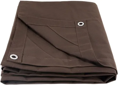 Vista 2 de Mytee Products Lona de lona marrón oscuro de 6 x 8 pies de 12 onzas, resistente al agua y transpirable, lonas resistentes, cubierta de lona