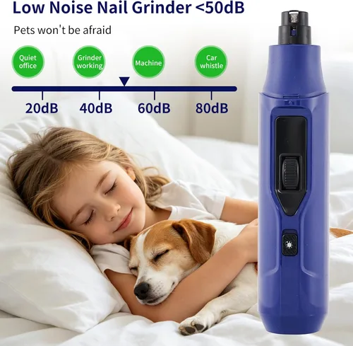 Vista 4 de Tife Molinillo de uñas para perros de 7 velocidades con luz LED, USB-C recargable (rosa)