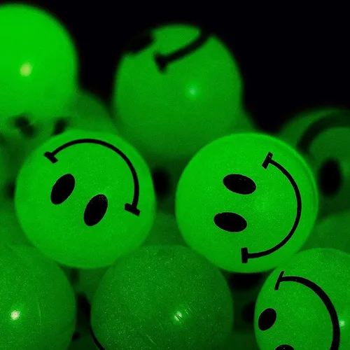 Vista 9 de Bedwina Bulk Bouncy Balls Glow in the Dark - (1inch / 27mm) Diameter, High Bouncing, Small Rubber Smile Face Bouncing Balls for Kids, Vending
