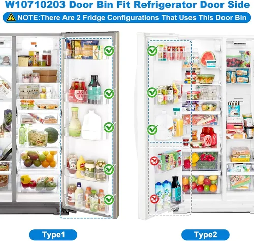 Vista 5 de Contenedor de puerta de 2 galones WPW10710203 para Whirlpool Kenmore Refrigerador Reemplazar W10710203 W10451871 W10463668 W10710203 WPW10710203VP