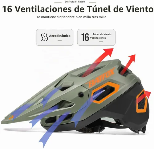 Vista 7 de Casco de Bicicleta BATFOX, Casco de Bicicleta de Montaña para Hombres, Mujeres, Adultos y Jóvenes