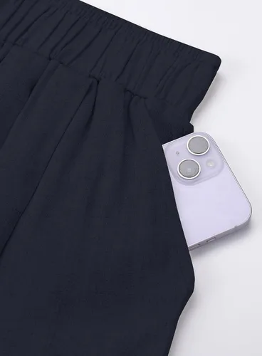 Vista 5 de Beaully Pantalones de lino para mujer, cintura alta, pierna ancha, pantalones palazzo, casuales, holgados, largos con bolsillos