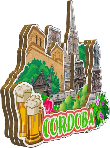 Vista 2 de Córdoba Argentina Imán de nevera de madera 3D Monumentos de viaje coleccionables recuerdos decoración hecha a mano -2513