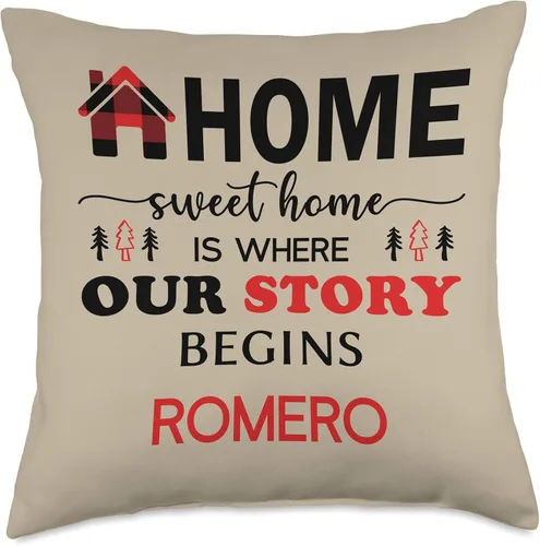 Vista 5 de Romero Family Name Gifts Buffalo Plaid Home Decor - Almohada de 16 x 16 pulgadas, multicolor