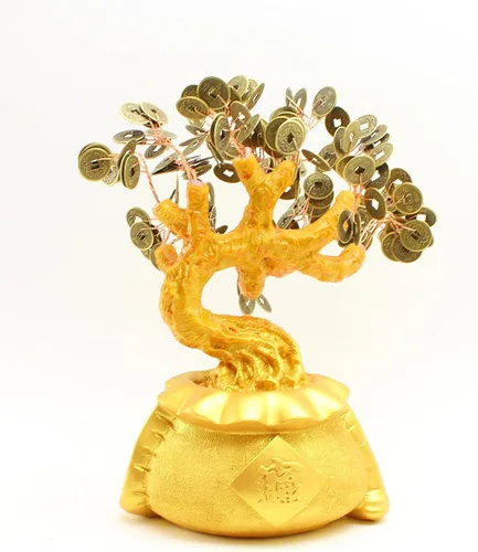 Vista 2 de we pay your sales tax Gran 9 pulgadas Feng Shui Árbol del Dinero Moneda de Oro Moneda Fortuna Pot Feng Shui Estilo Bonsái Reunión próspera w Qing