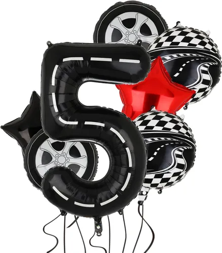 Vista 20 de Paquete de 7 globos con número 1 de 40 pulgadas para decoración de primer Negro 1