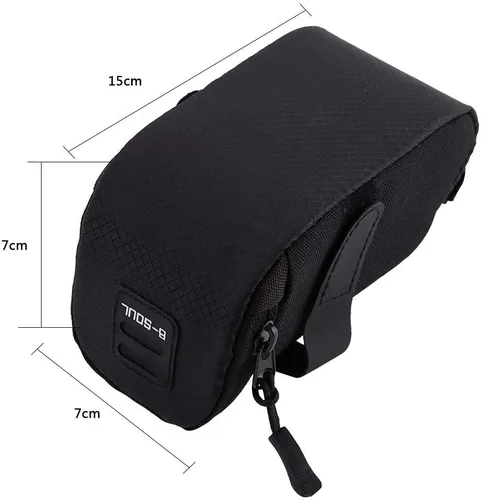 Vista 6 de Zopsc Bolsa para sillín de bicicleta, bolsa de almacenamiento debajo del asiento con apertura con cremallera, poliéster súper ligero, para la Negro
