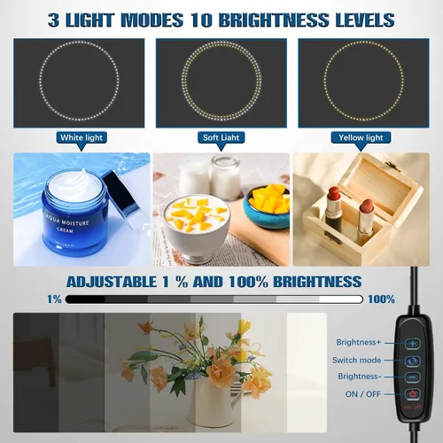Vista 4 de PULUZ Caja de luz para fotografía, tienda de campaña profesional regulable de 16 x 16 pulgadas + lámpara LED de 15 x 15 pulgadas para fotografía