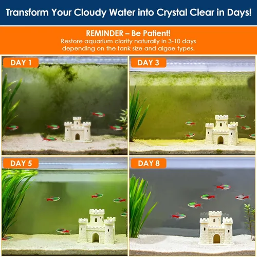 Vista 2 de AquaMiracle Filtro de acuario con luz U - V y esponja de filtro, filtro de tanque de peces con temporizador para agua verde, filtro de tortuga