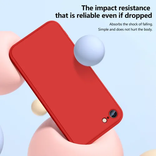 Vista 5 de Funda compatible con iPhone 11 de 6.1 pulgadas, silicona líquida suave al tacto, correa de cordón para el cuello, funda protectora a prueba de Rojo