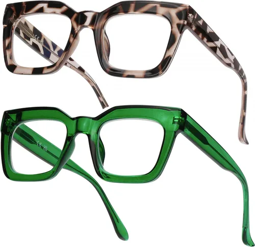 Vista 15 de AQWANO Elegantes anteojos de lectura cuadrados de gran tamaño para hombres y mujeres, diseño de moda, lectores de marco grande, lentes