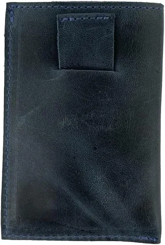 Vista 2 de Hide & Drink Cartera de cuero suave y funda para tarjeta hecha a mano azul pizarra