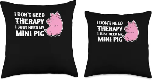Vista 3 de Just Need My Mini Pig Miniature Pig Owner Gift Therapy Just Need My Mini - Almohada de cerdo miniatura, 16 x 16 pulgadas, multicolor