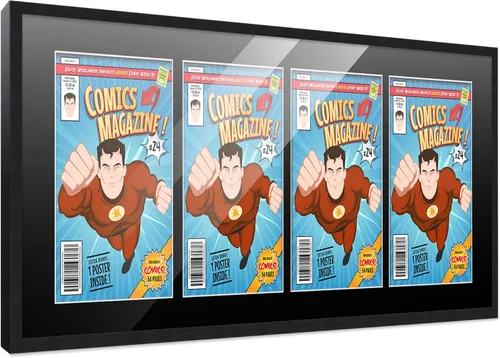 Vista 10 de Poster Palooza Marco de cómic con paspartú para 1 cómic de la Edad de Bronce publicado entre 1970 y 1985, marco de cómic negro para cómic de 7.25 x
