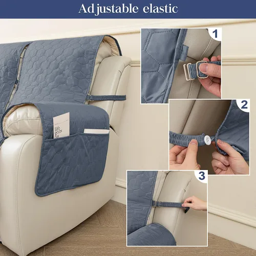 Vista 5 de Funda impermeable para silla reclinable, funda antideslizante para sofá reclinable, protector de muebles, funda de sofá lavable para perros y niños