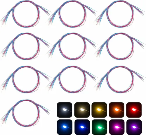 Vista 34 de 50 piezas de LED micro precableados con soldadura previa, LEDs SMD 0805 con accesorios de montaje para construcción de modelos para principiantes