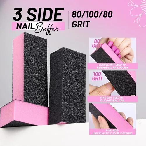 Vista 2 de FANDAMEI Limas y limas de uñas, kit de cuidado de uñas, juego de herramientas para cutículas de uñas, herramientas de manicura, lima de uñas, bloque