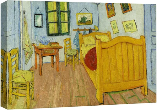 Vista 44 de Van Gogh - Lienzo con diseño giclée de olivos con cielo amarillo y sol, arte de pared de galería, estirado y enmarcado, listo para colgar, 24 x 36