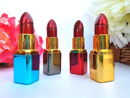 Vista 3 de Encendedor de butano en forma de lápiz labial, recargable para mujer, encendedor novedoso (azul)