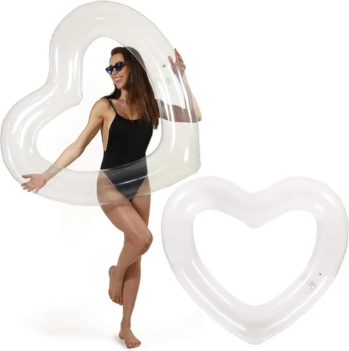 Vista 14 de LOTELI - Flotadores de piscina con forma de corazón originales para adultos, más gruesos y fuertes, flotadores inflables grandes para fiestas