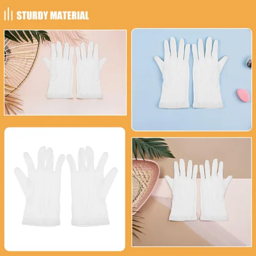 Vista 3 de 3 Pairs White Billiards Referee Gloves Comfortable Pool Snooker Competition Gloves Cotton-Polyester Blend Protective Mittens for Men and Women