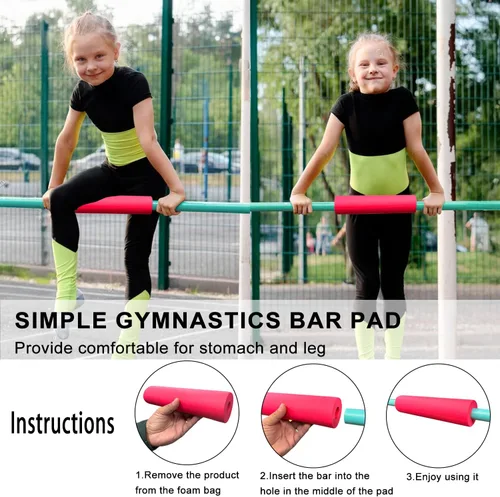 Vista 4 de GLANT Barra de gimnasia para niños con juego de anillos, 7 alturas ajustables, fácil de plegar, barra de entrenamiento de gimnasia para niños