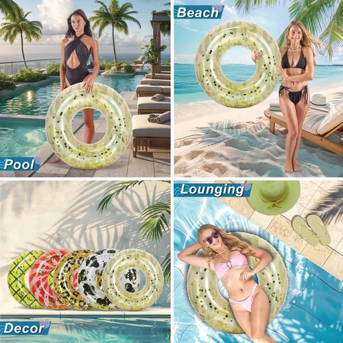 Vista 4 de POZA Flotador de Tubo Inflable para Piscina – Anillo de natación de confeti brillante, Tubo Inflable de Servicio Pesado Resistente a los Rayos UV