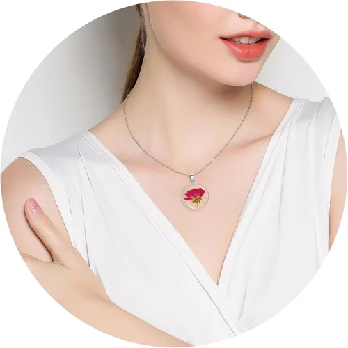 Vista 102 de Pressed Flower Necklace Gift for Women Personalized Handmade Necklaces Birth Flower Necklace