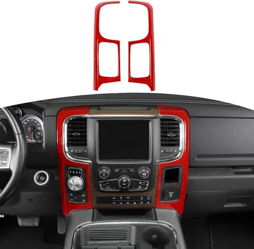 Vista 9 de RT-TCZ Para RAM Fibra de Carbono Consola Central Tablero Aire AC Ventilaciones Trim Cubierta para Dodge RAM 2012-2017 ABS Accesorios Interior 2 unids