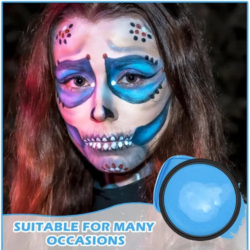 Vista 7 de Blue Face Body Paint Pro Pintura facial a base de agua, lavable para adultos y niños, Halloween, SFX, cosplay, payaso, zombi, vampiro, esqueleto