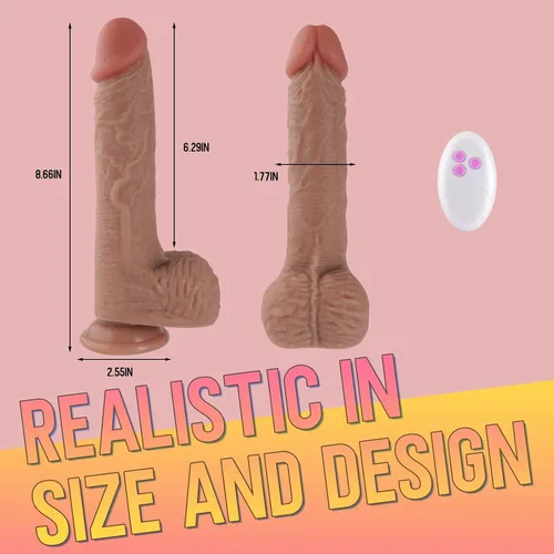 Vista 6 de Consolador de empuje juguetes sexuales para mujeres, vibrador para adultos, juguetes sexuales realistas con 5 acciones de empuje y rotación, 7