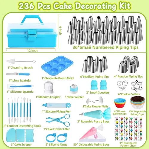 Vista 7 de Suuker Kit de suministros de herramientas de decoración de pasteles, 236 piezas