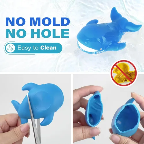 Vista 2 de LotFancy Juguete de baño, 8PCS juguetes de baño sin moho para niños de 1 a 3 años, juguetes de baño para bebés sin agujeros para niños pequeños de 2