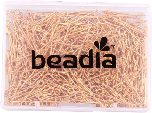 Vista 4 de BEADIA Alfileres de ojo abierto para la cabeza de oro para la fabricación de joyas de bricolaje 0.787 in 500pcs Dorado