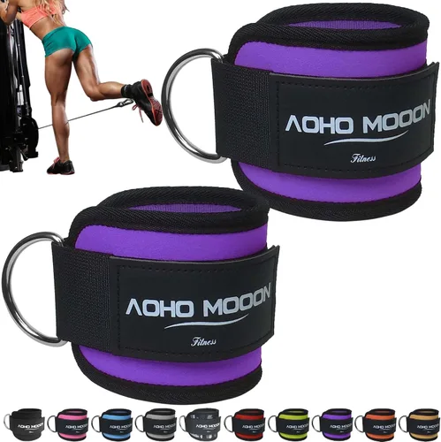 Vista 15 de AOHO MOOON Ankle Strap (2 Pieces) for Cable Machine Women - Gym Workout Leg Strap, Premium Padding Ankle Cuffs, Glute Kickback Exercises Equipment