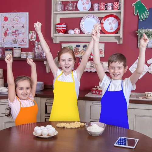 Vista 5 de MEEZY 6 delantales para niños para pintar arte, delantales de pintura de color a granel para niños pequeños y niños, actividades creativas