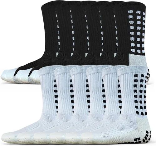 Vista 15 de Anti Slip Soccer Grip Socks, 117 Silicone Dots Non Skid Football Socks 2 negro+2 blancos.