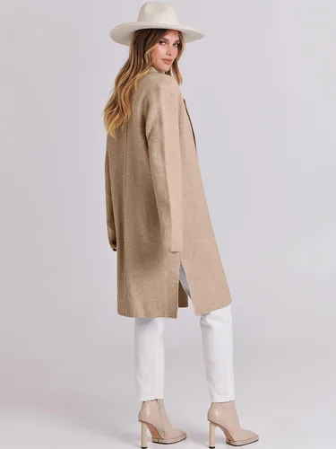 Vista 4 de ANRABESS Chaqueta casual de manga larga para mujer, con parte delantera abierta, suéter de punto largo