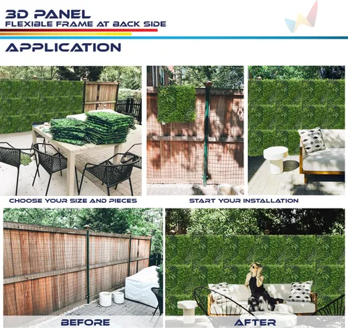 Vista 7 de Windscreen4less 1 panel artificial de boj de 40 x 40 pulgadas, decoración de pared verde hierba sintética para decoración de interiores y Panel 3D