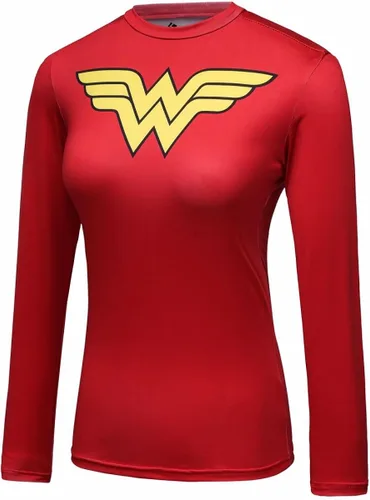 Vista 3 de Red Plume Camiseta deportiva de compresión para mujer Wonder Girl, Rojo