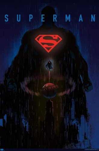 Vista 12 de DC Comics: Dark Artistic - Póster de pared de Superman, 22.4 pulgadas de largo x 14.7 pulgadas de ancho, versión enmarcada de madera de granero