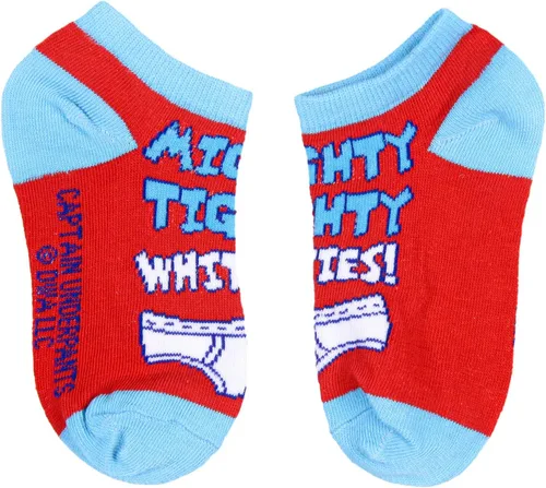 Vista 3 de Bioworld Captain Underpants - Calcetines invisibles de superhéroe para niños, 4 pares (10-4), Multi colorido
