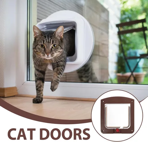 Vista 8 de Heavy Duty Locking Cat Door for Interior Doors Two-Way Pet Access Flap with Safety Lock Abs Construction for Cats and Small Dogs Easy Installation