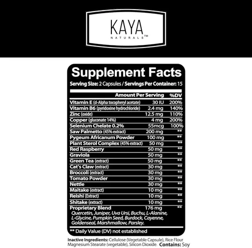 Vista 2 de Kaya Naturals Soporte de próstata Saw Palmetto, potente bloqueador de DHT para el crecimiento del cabello, promueve el sueño, reduce la micción