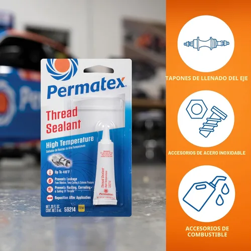 Vista 3 de Permatex 59214 Sellador de roscas de alta temperatura, tubo de 0.2 fl oz, 1 unidad