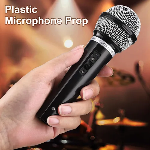 Vista 5 de Facmogu 3 piezas de accesorios de micrófono falso, juego de micrófono de plástico realista, multicolor Fun Pretend Mic Set for Stage, Lightweight