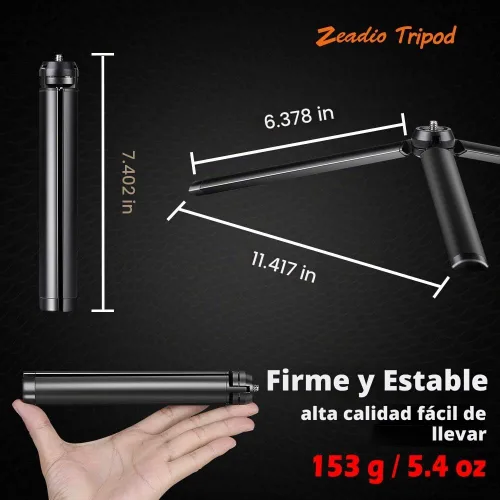 Vista 6 de Zeadio Trípode Mini de Metal, Trípode de Escritorio de Mesa con Tornillo de 1/4 Pulgada para Smooth 4, Crane Plus, Crane 2, Osmo Mobile, Ronin-S